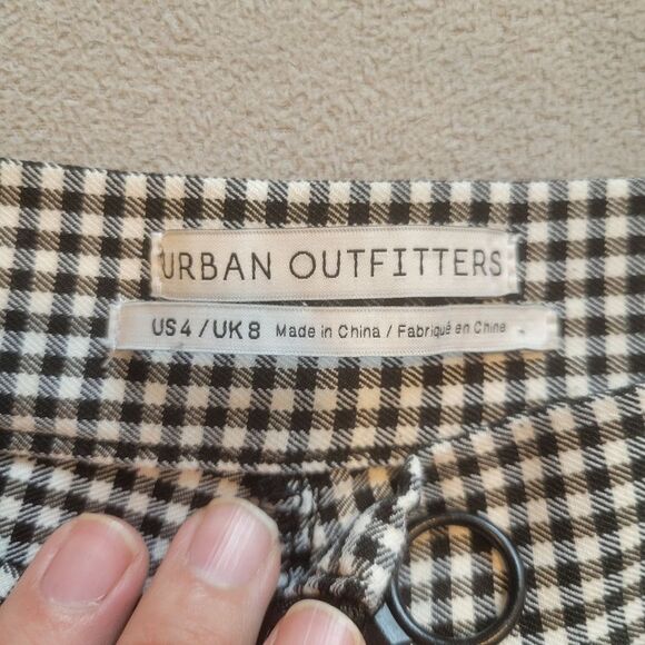 URBAN OUTFITTERS Black and White Checkered Stretch Trousers Size 4 - Picture 7 of 9